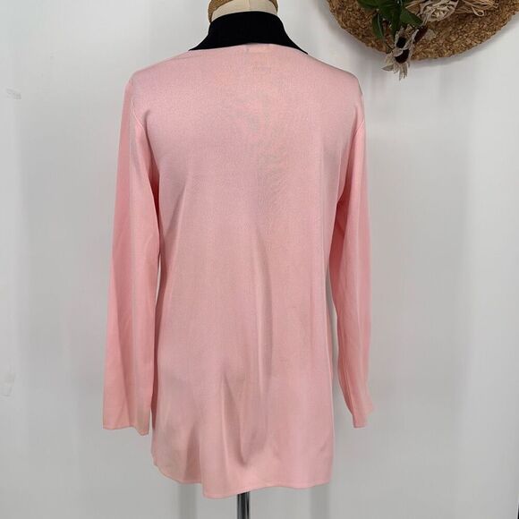 Exclusively Misook Open Front Collared Side‎ Slit Cardigan Jacket Pink S - Picture 3 of 13